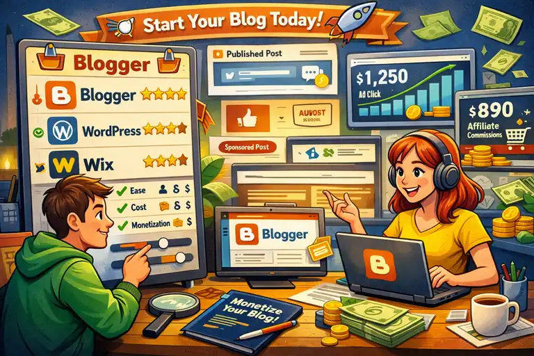 Best Free Blog Sites to Make Money for Beginners An informative illustration about Blogger – The Simplest Way To Start Making Money Online