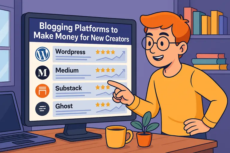 An informative illustration about Blogging Platforms to Make Money for New Creators