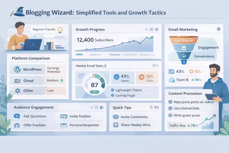 Best Blogs to Make Money for New Content Creators An informative illustration about Blogging Wizard: Simplified Tools and Growth Tactics