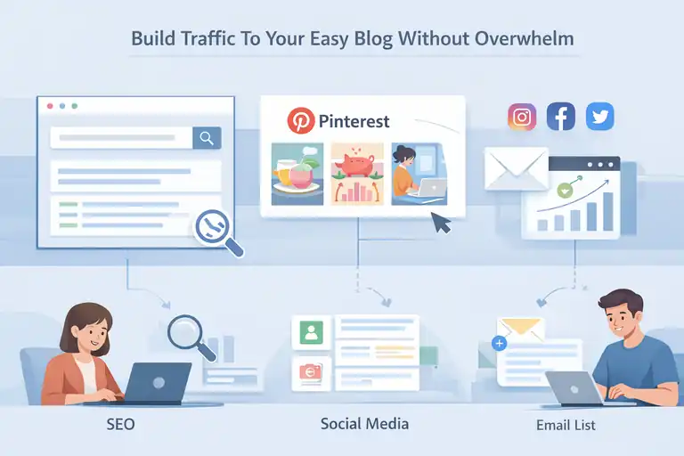 An informative illustration about Build Traffic To Your Easy Blog Without Overwhelm