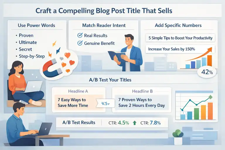 How to Make a Blog Post That Drives Income An informative illustration about Craft a Compelling Blog Post Title That Sells