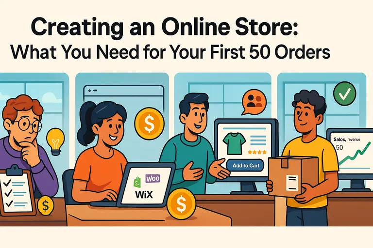 An informative illustration about Creating an Online Store: What You Need for Your First 50 Orders