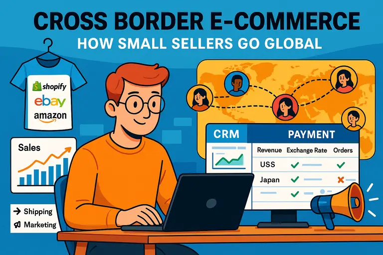 An informative illustration about Cross Border E Commerce: How Small Sellers Go Global