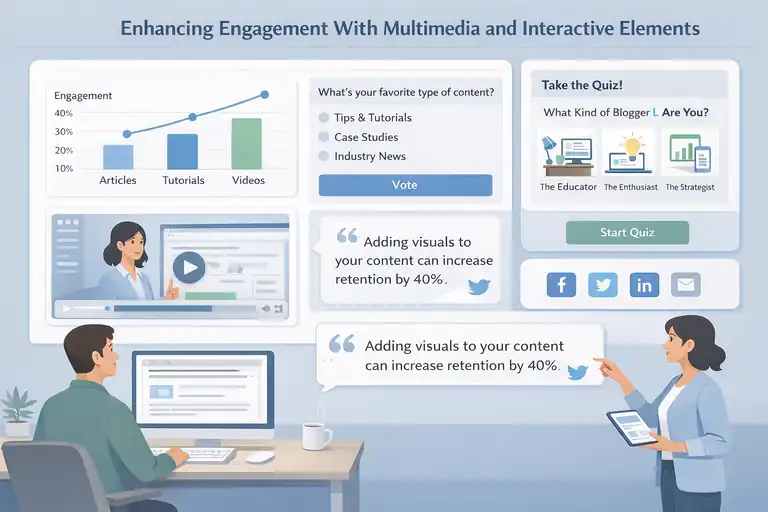 An informative illustration about Enhancing Engagement With Multimedia and Interactive Elements