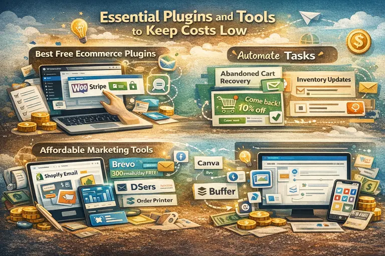 Cheap Ecommerce Website: What’s the Smartest Budget Choice? An informative illustration about
Essential Plugins and Tools to Keep Costs Low