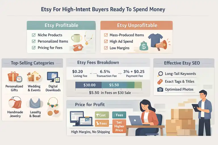 An informative illustration about Etsy For High-Intent Buyers Ready To Spend Money