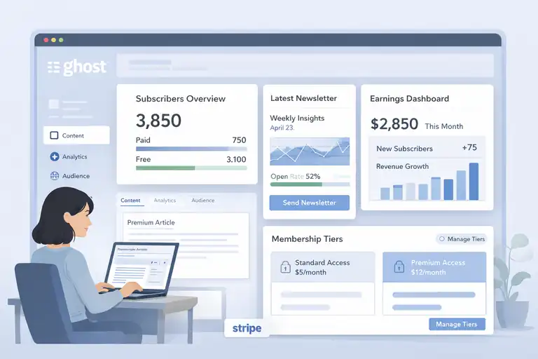 What’s the Best Website to Start a Blog for Income? An informative illustration about Ghost – The Best Website for Content Monetization