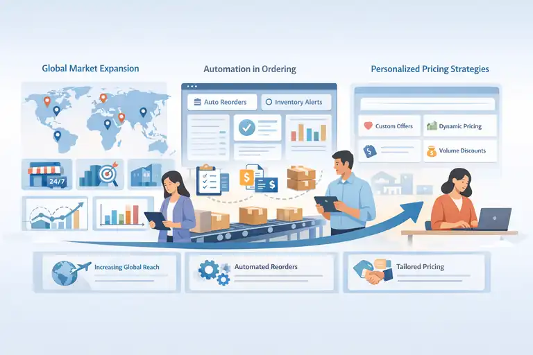 An informative illustration about How B2B Commerce Expands Revenue Opportunities