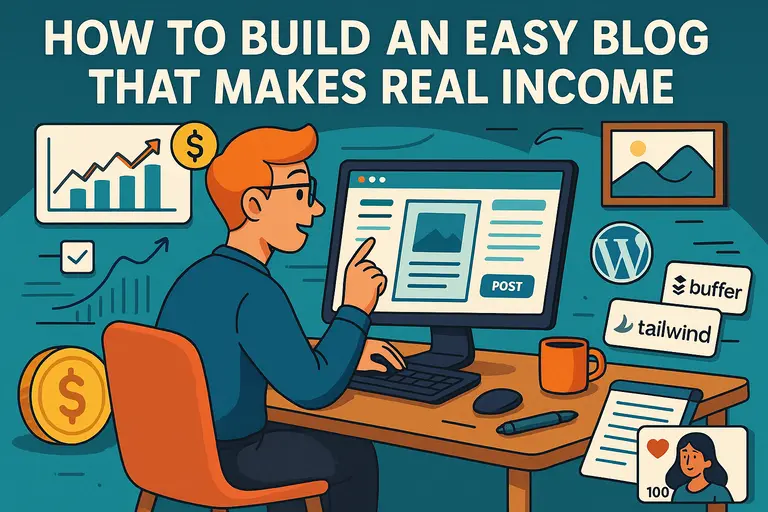 An informative illustration about How to Build an Easy Blog That Makes Real Income