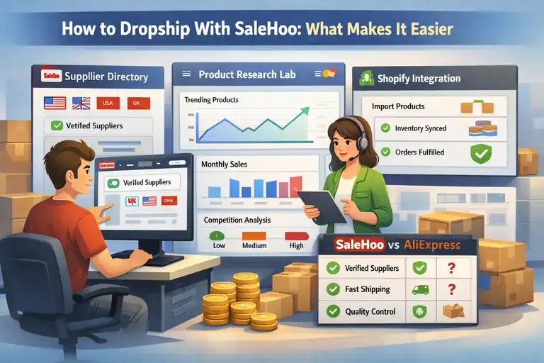 An informative illustration about How to Dropship With SaleHoo: What Makes It Easier