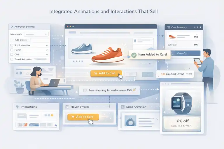 An informative illustration about Integrated Animations and Interactions That Sell