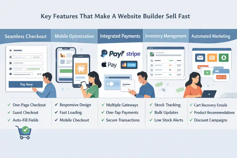 Online Store Website Builder That Helps You Sell Fast An informative illustration about Key Features That Make A Website Builder Sell Fast