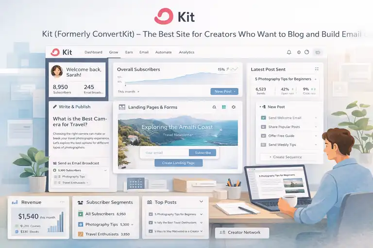 An informative illustration about Kit (Formerly ConvertKit) – The Best Site for Creators Who Want to Blog and Build an Email List