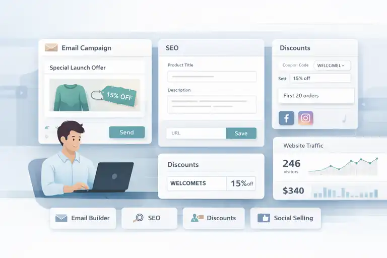 An informative illustration about Marketing Tools That Help Beginners Get First Sales