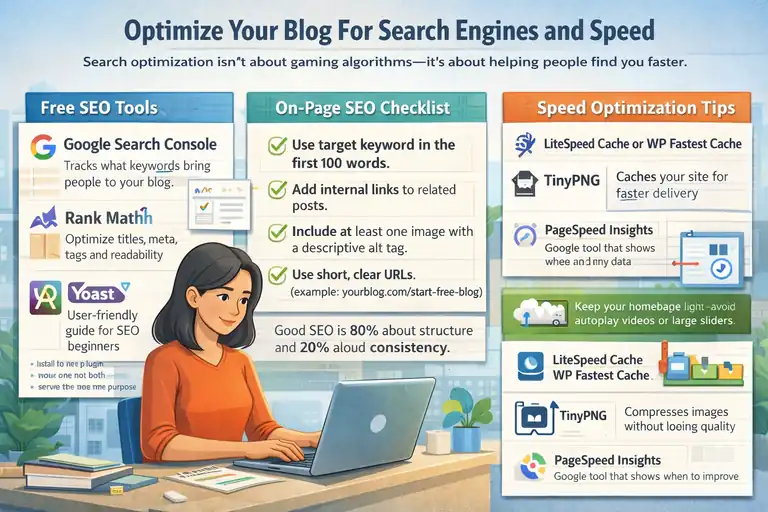 How to Create a Blog Website Free for Fast Income An informative illustration about Optimize Your Blog For Search Engines And Speed