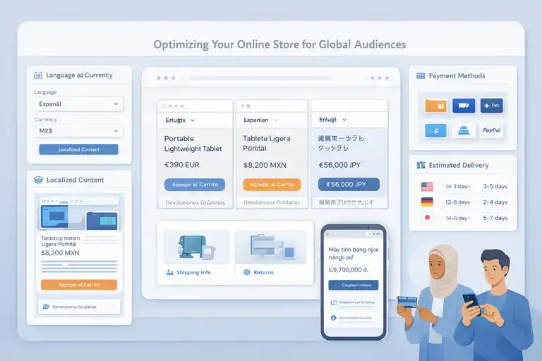An informative illustration about Optimizing Your Online Store for Global Audiences