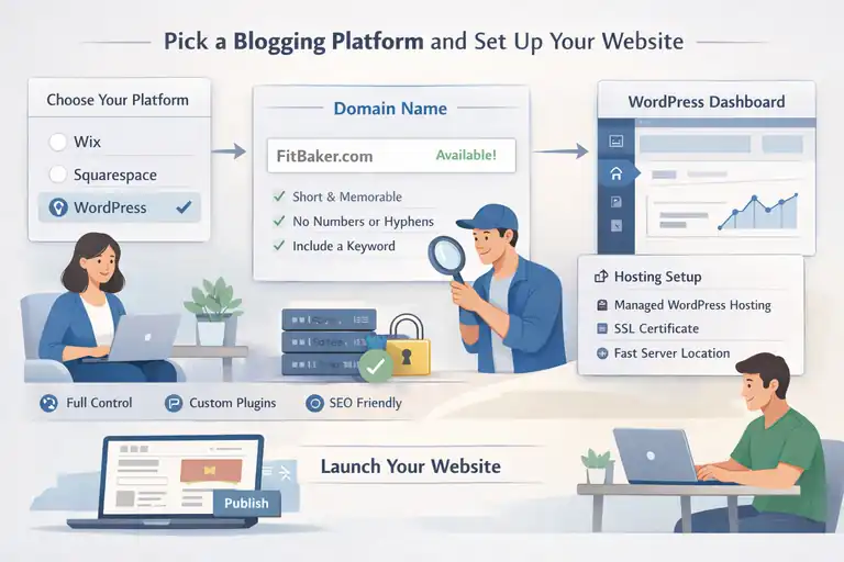 How to Create Blog and Earn Money Fast as a Beginner An informative illustration about Pick a Blogging Platform and Set Up Your Website