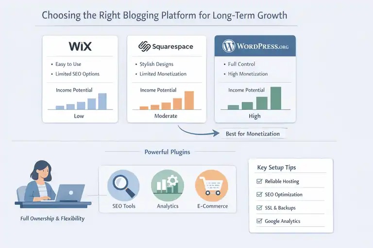 What’s the Best Way to Create a Blog for Income? An informative illustration about Selecting the Right Blogging Platform for Long-Term Growth