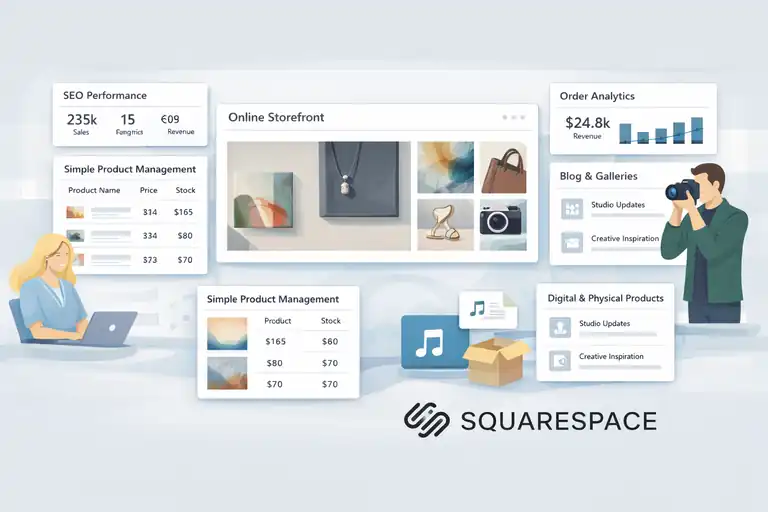 An informative illustration about Squarespace Commerce For Creative And Brand-First Stores