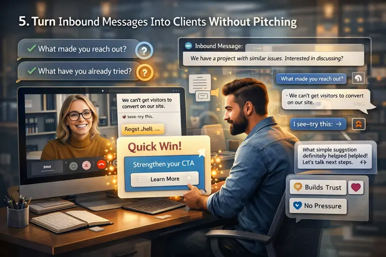 An informative illustration aboutTurn Inbound Messages Into Clients Without Pitching