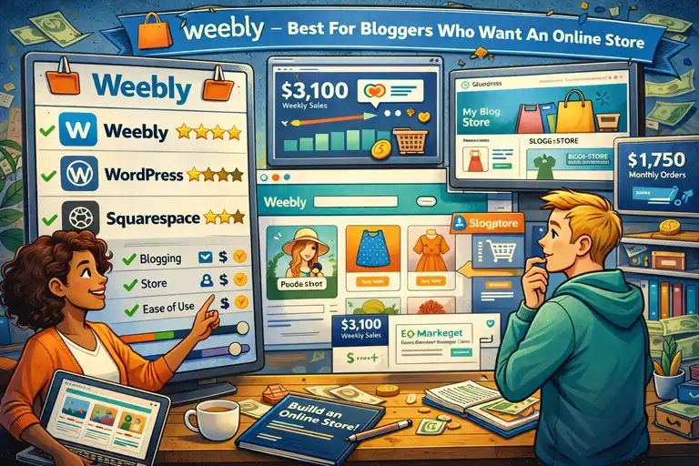 Best Free Blog Sites to Make Money for Beginners An informative illustration about Weebly – Best For Bloggers Who Want An Online Store