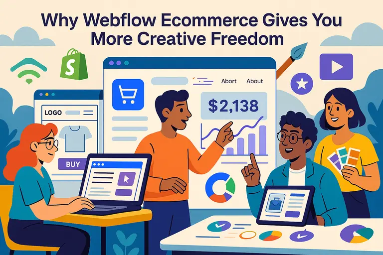An informative illustration about Why Webflow Ecommerce Gives You More Creative Freedom