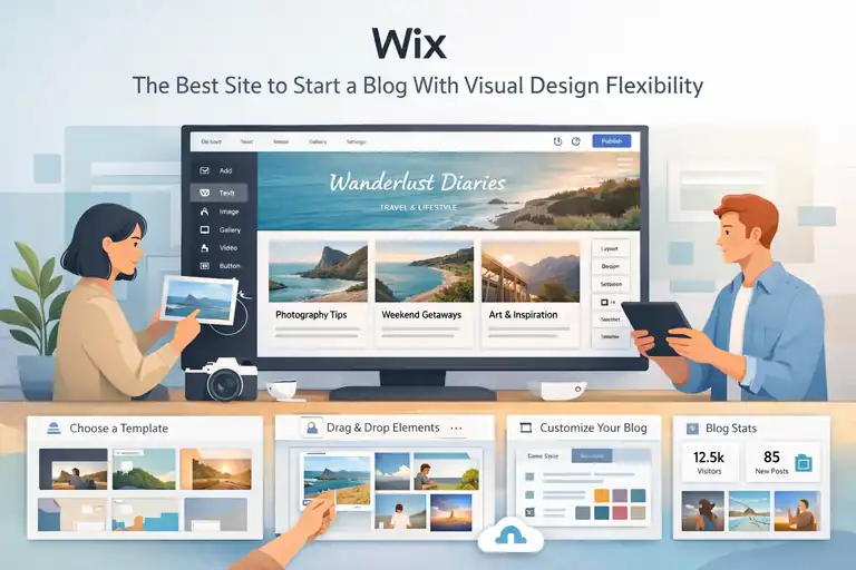 An informative illustration about Wix – The Best Site to Start a Blog With Visual Design Flexibility