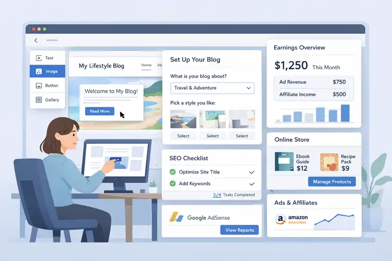 What’s the Best Website to Start a Blog for Income? An informative illustration about Wix – The Best Website Builder for Beginners