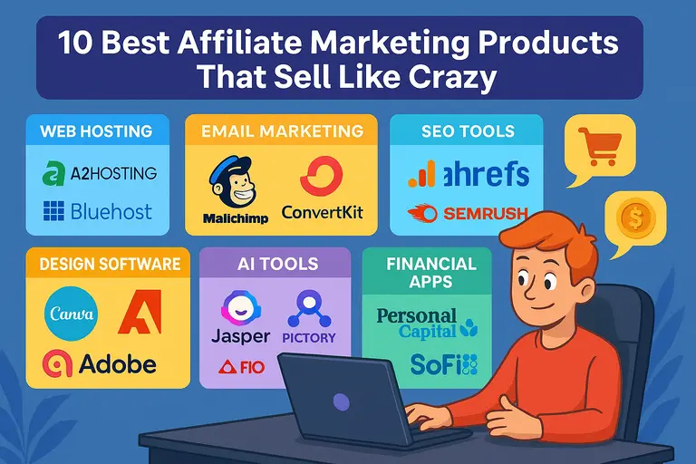An informative illustration about 10 Best Affiliate Marketing Products That Sell Like Crazy