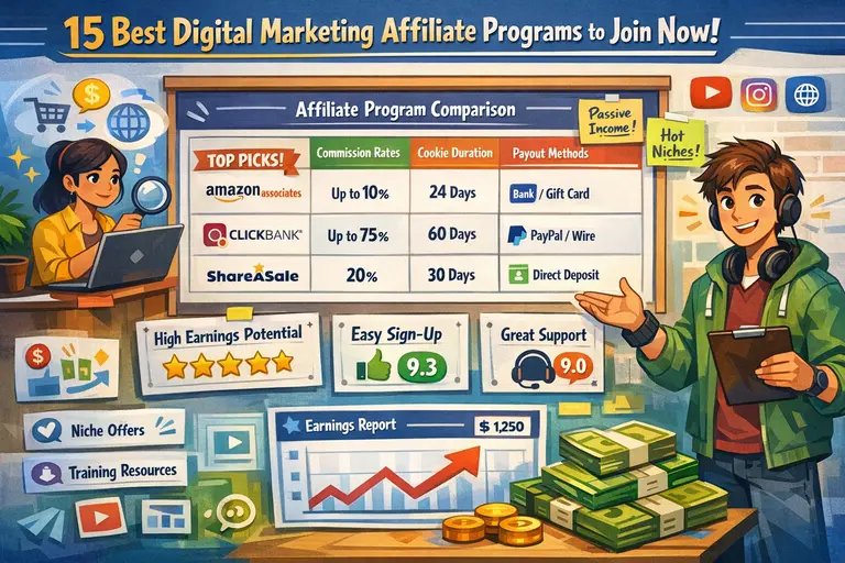 An informative illustration about 15 Best Digital Marketing Affiliate Programs to Join Now