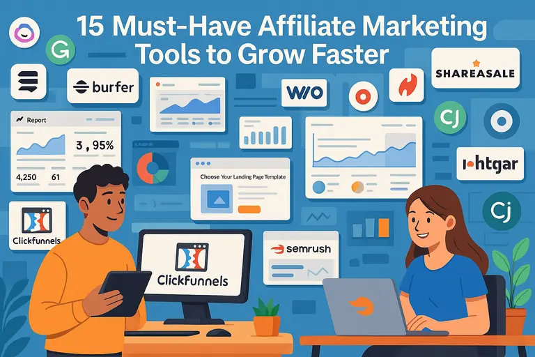 An informative illustration about 15 Must-Have Affiliate Marketing Tools to Grow Faster