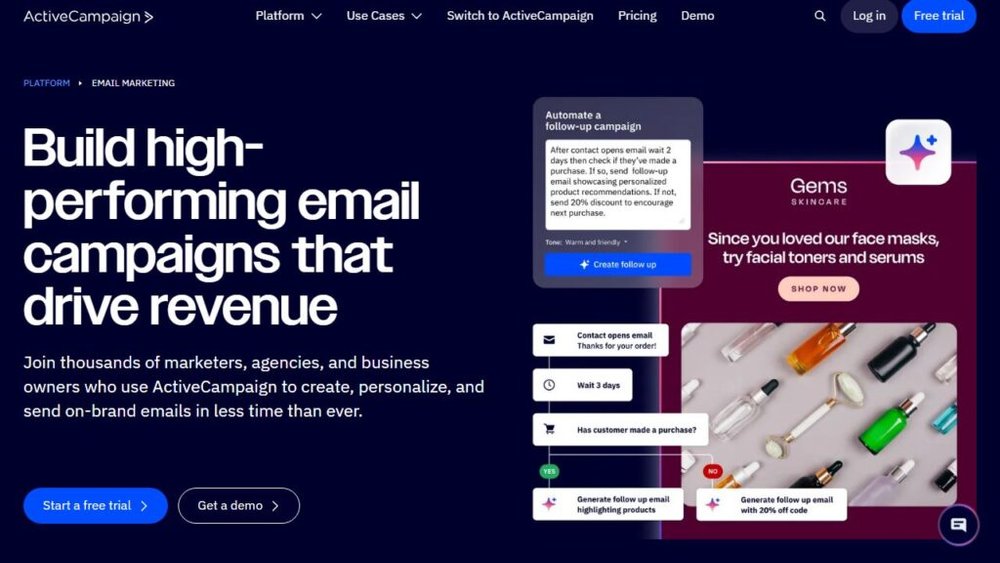 Best Email Marketing Services for Small Business ActiveCampaign screenshot