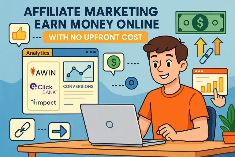 An informative illustration about Affiliate Marketing Earn Money Online with No Upfront Cost