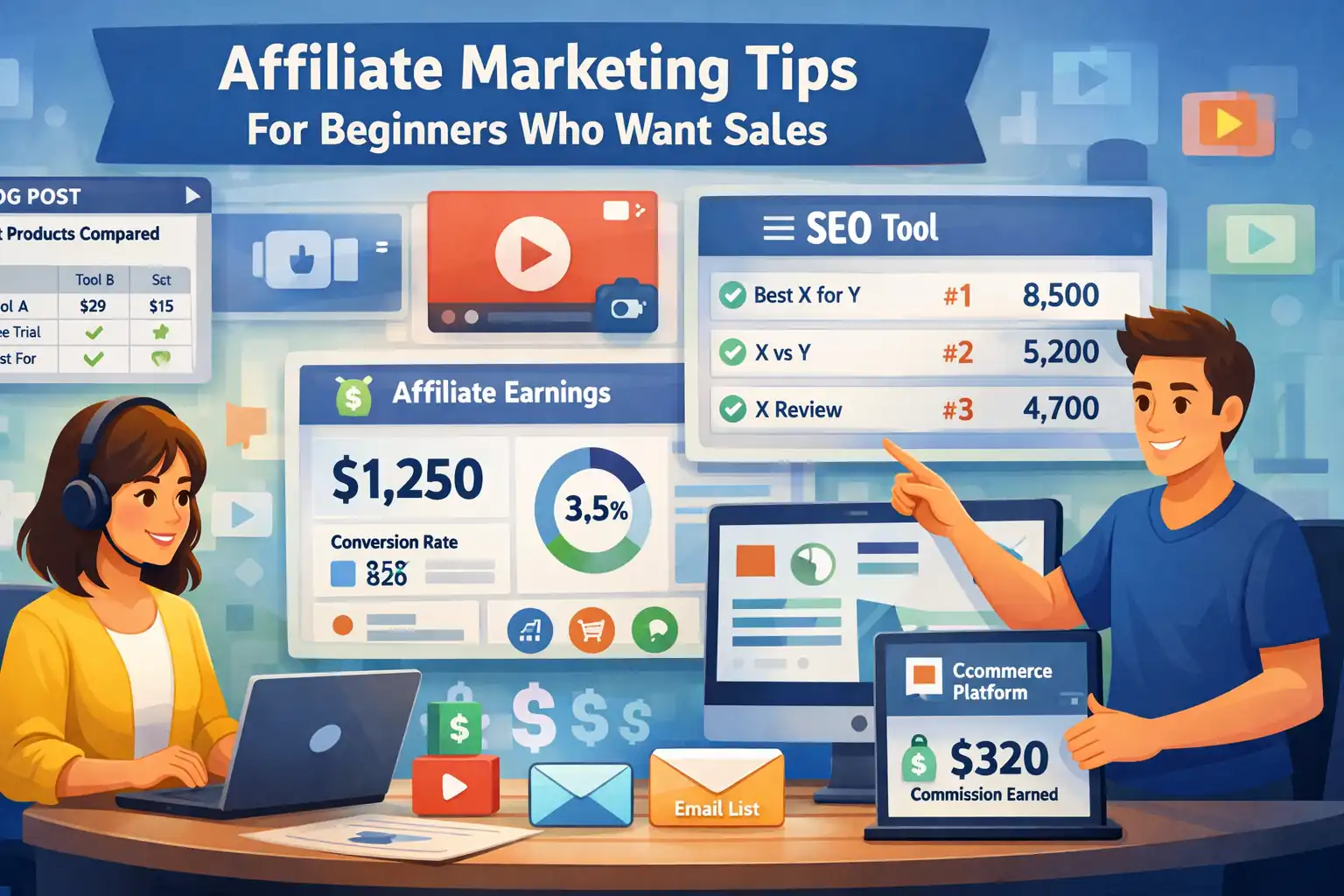An informative illustration about Affiliate Marketing Tips For Beginners Who Want Sales