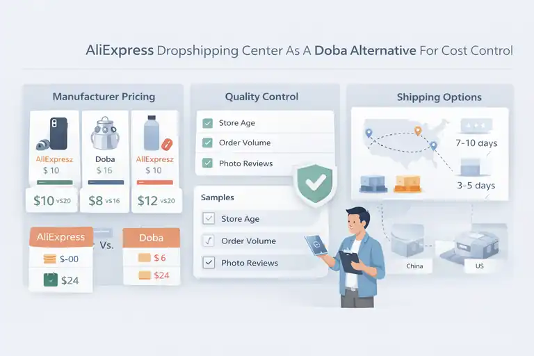 An informative illustration about AliExpress Dropshipping Center As A Doba Alternative For Cost Control