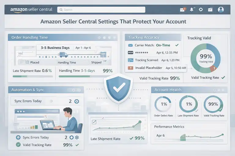 Doba and Amazon: Can You Dropship Without Getting Banned? An informative illustration about Amazon Seller Central Settings That Protect Your Account