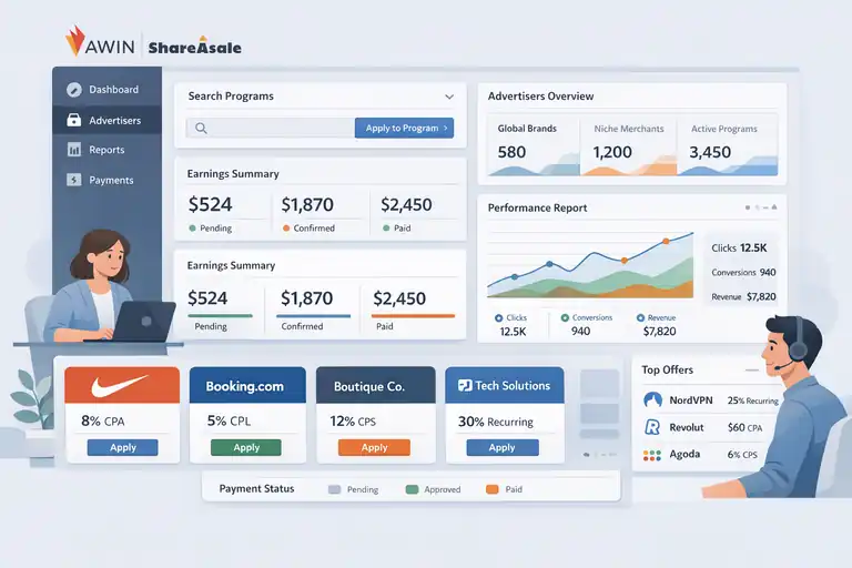 12 Best Affiliate Marketing Companies to Work With An informative illustration about Awin – The Unified Global Platform (Including ShareASale)