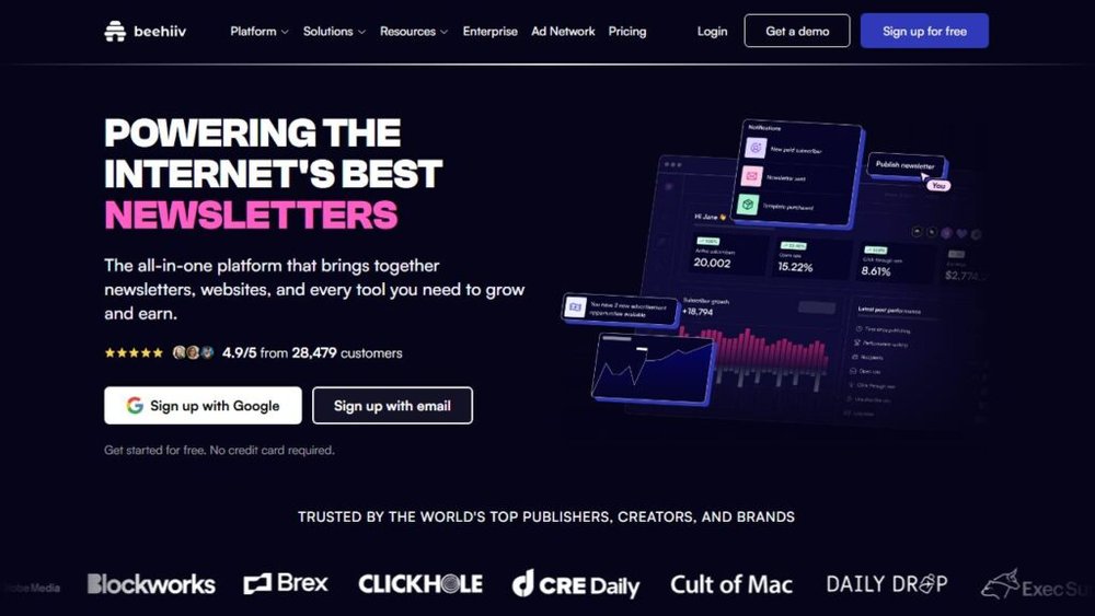 Best Email Marketing Services for Small Business Beehiiv screenshot