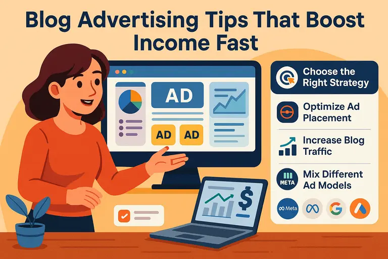 An informative illustration about Blog Advertising Tips That Boost Income Fast
