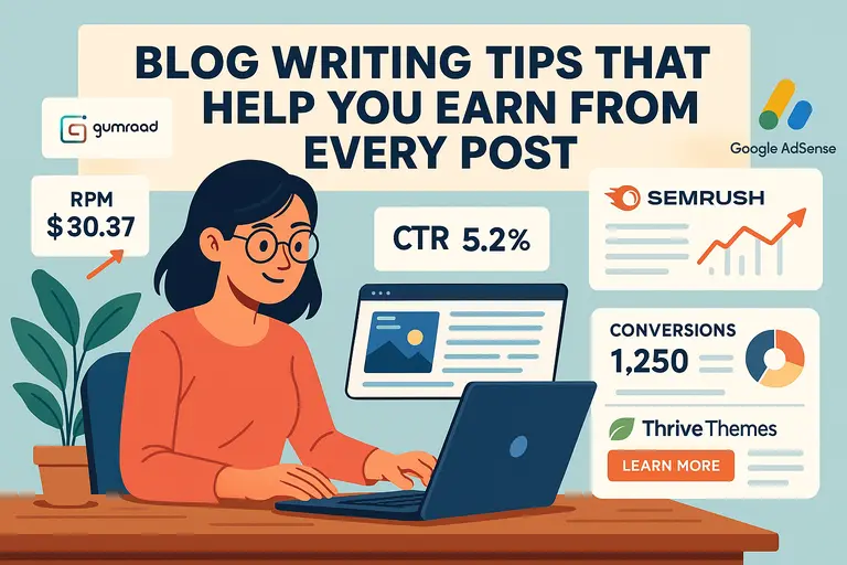 An informative illustration about Blog Writing Tips That Help You Earn From Every Post