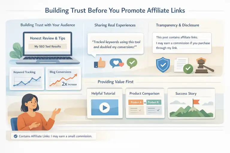 An informative illustration about Build Trust Before You Promote Affiliate Links
