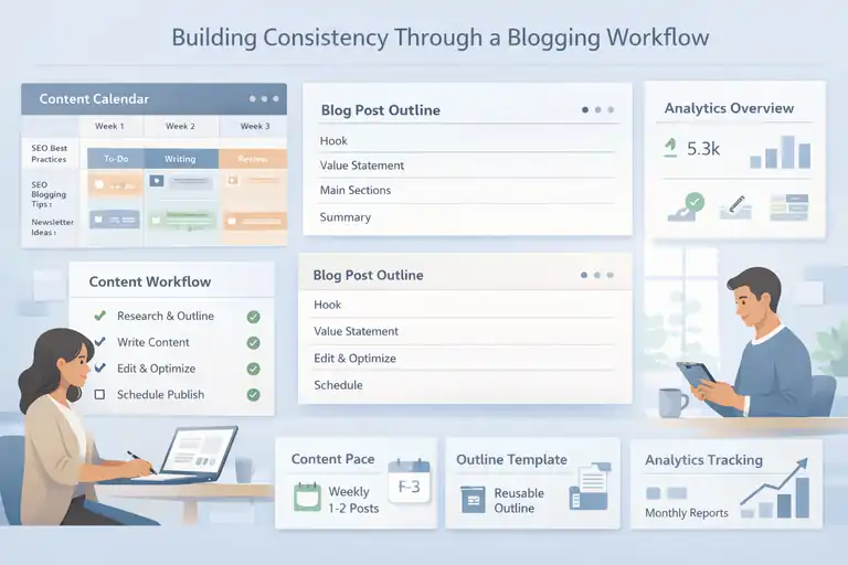 An informative illustration about Building Consistency Through a Blogging Workflow