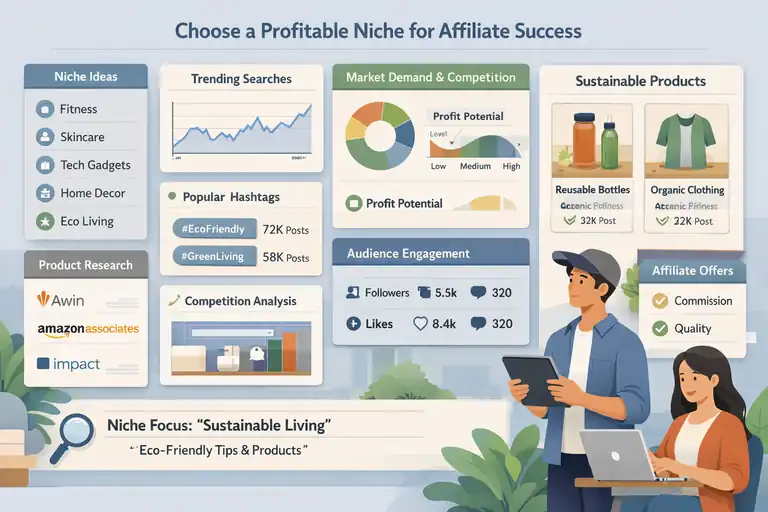 An informative illustration about Choose a Profitable Niche for Affiliate Success