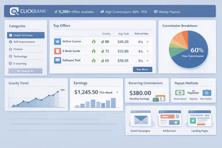 An informative illustration about ClickBank: Trusted Affiliate Platform for Digital Products