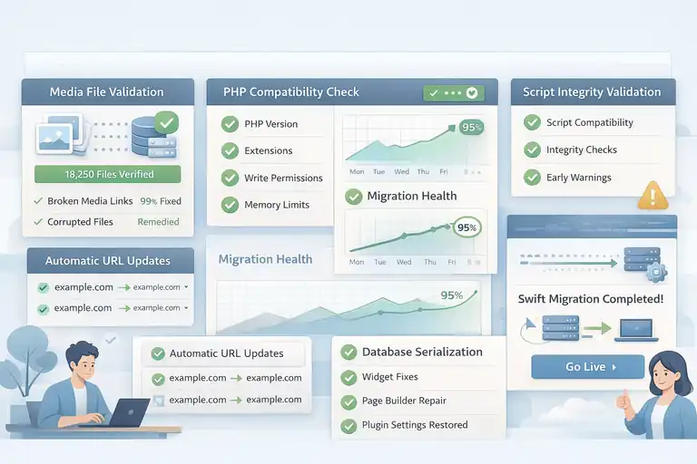 An informative illustration about Common Migration Issues Prevented By WP Engine Automation