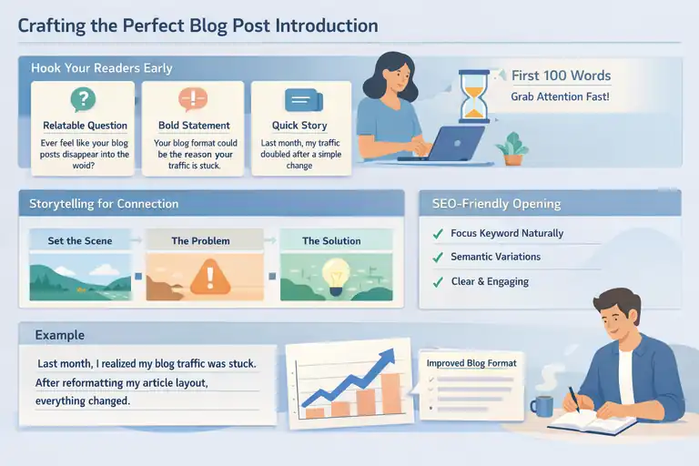 An informative illustration about Crafting The Perfect Blog Post Introduction