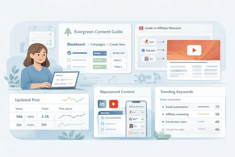 10 Secrets to Successful Affiliate Marketing That Work An informative illustration about Create Evergreen Content That Continuously Drives Income