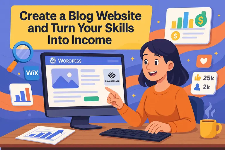 An informative illustration about Create a Blog Website and Turn Your Skills Into Income