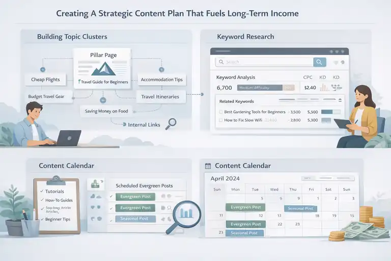 How to Build a Blog Website for Long-Term Income An informative illustration about Creating A Strategic Content Plan That Fuels Long-Term Income