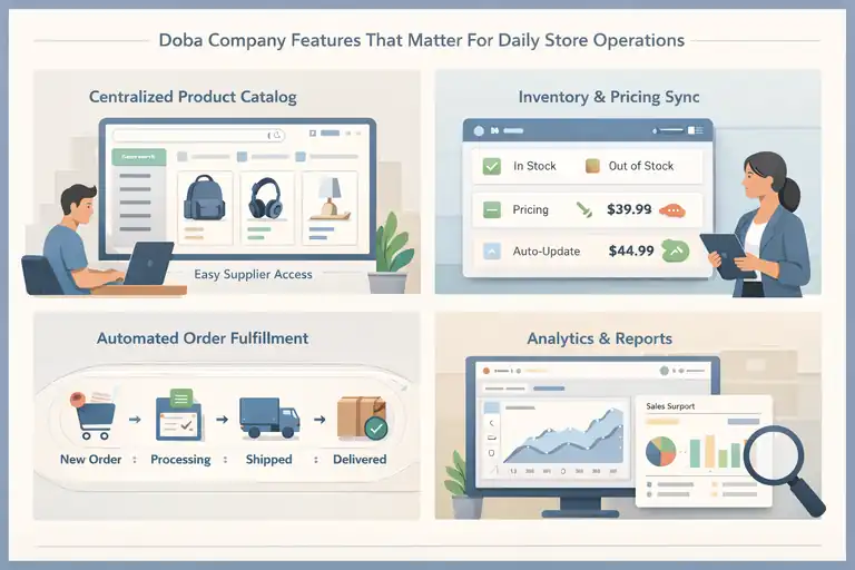 An informative illustration about Doba Company Features That Matter For Daily Store Operations